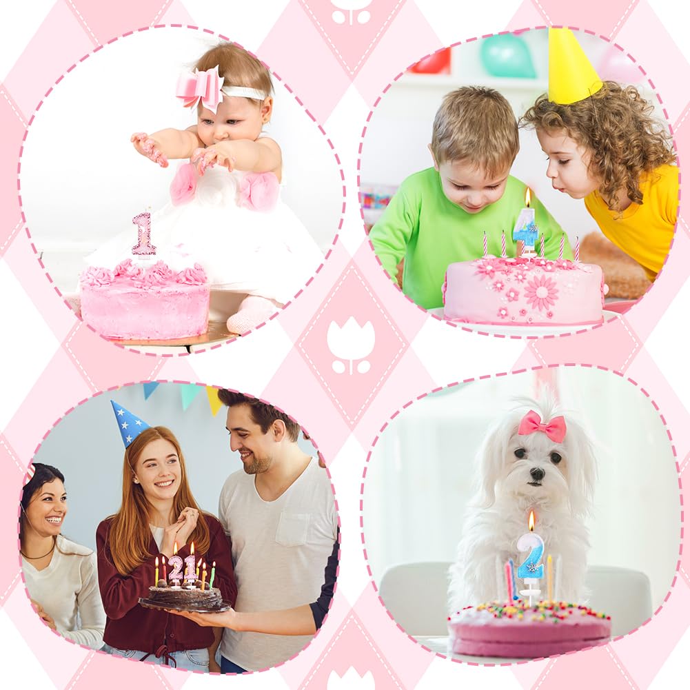 Bougies d'anniversaire Numéro 1, Bougie Chiffre 3D Rose, Décoration Gâteau Anniversaire