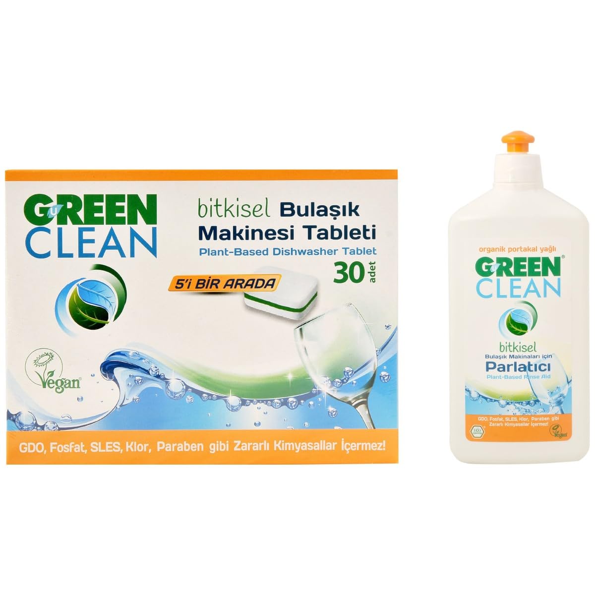U Green Clean Green Clean Bulaşık Makinesi Tableti ve Parlatıcı Seti