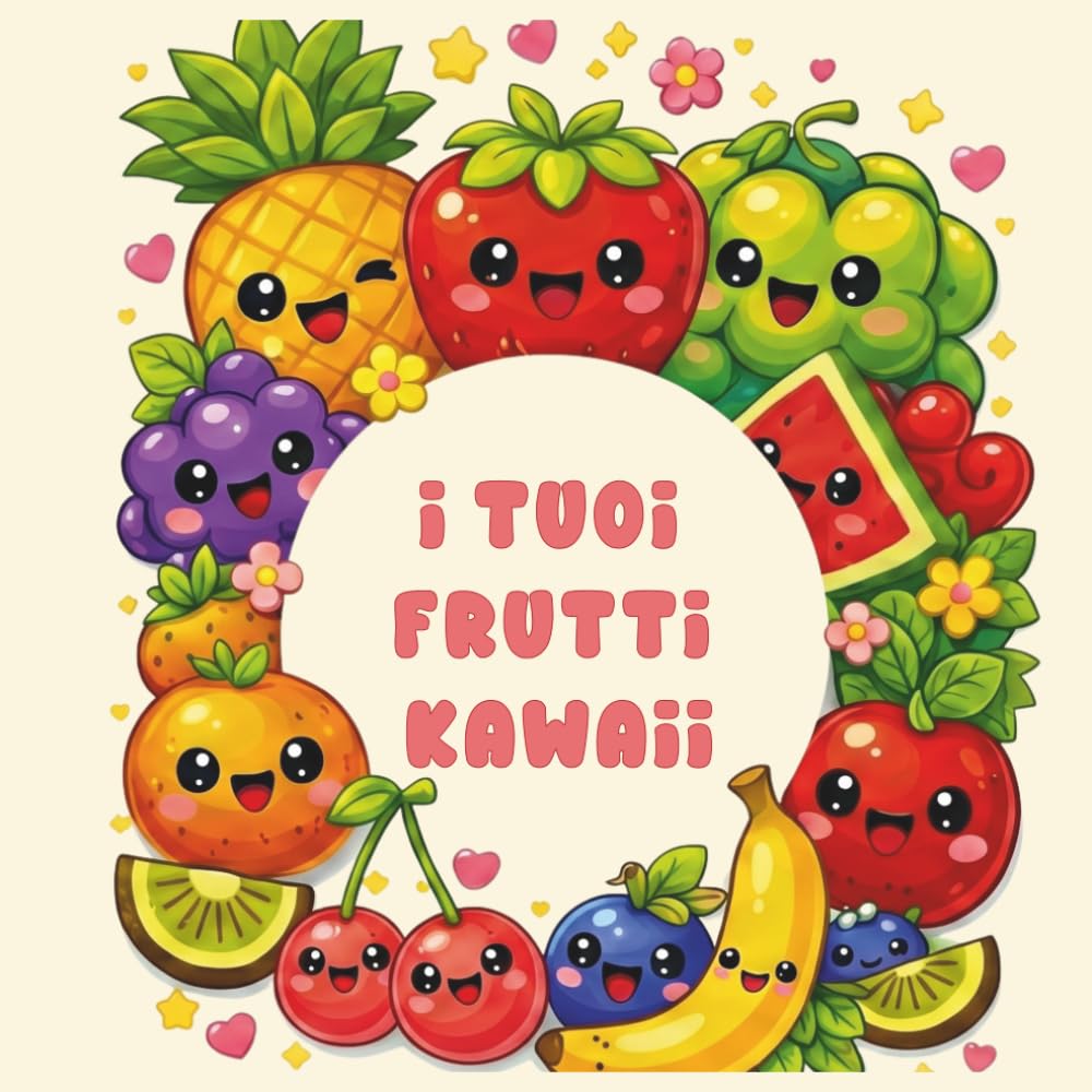 Frutta Kawaii da colorare: impara i nomi dei frutti giocando con i colori