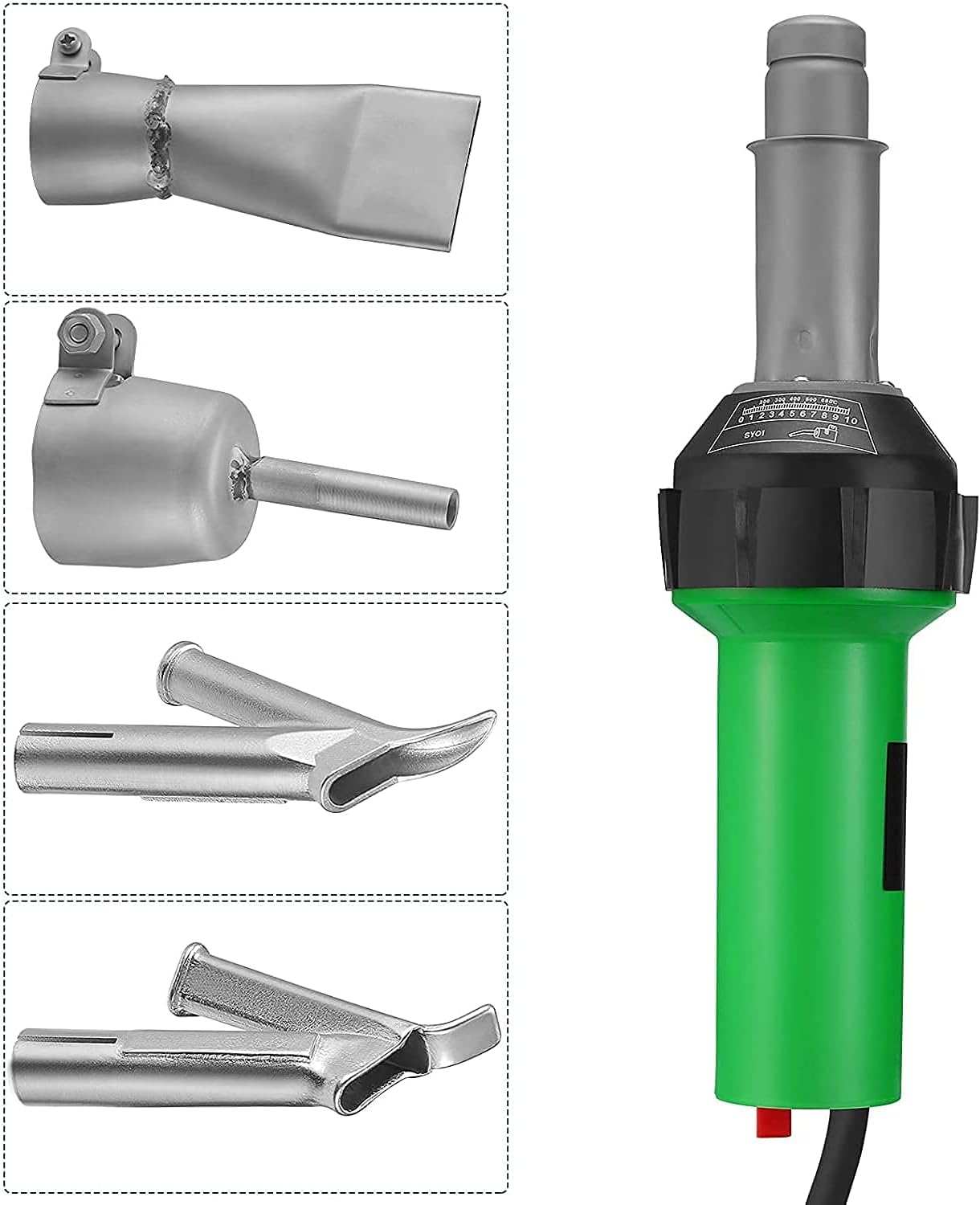 Get Discount Offer SKYTOU 1600W Heat Gun Hot Air Torch Plastic Welder Welding Hot Air Gun Kit with Speed Nozzles, Roller and PVC Plastic Rods