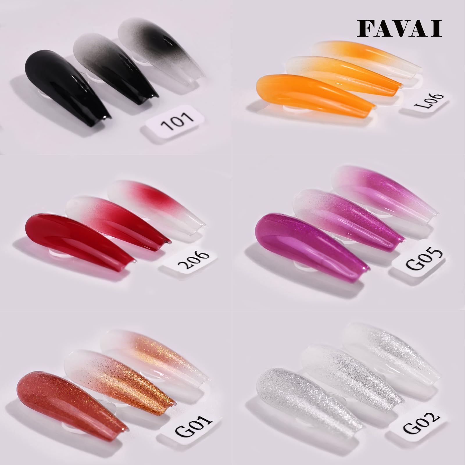 FAVAI Airbrush Gel Nail Polish – MIX A, 12 colori Smalto per unghie in gel aerografo, 12 x 15 ml per sgrassare le unghie, French Manicure, senza diluizione, senza TPO, Baby Boomer