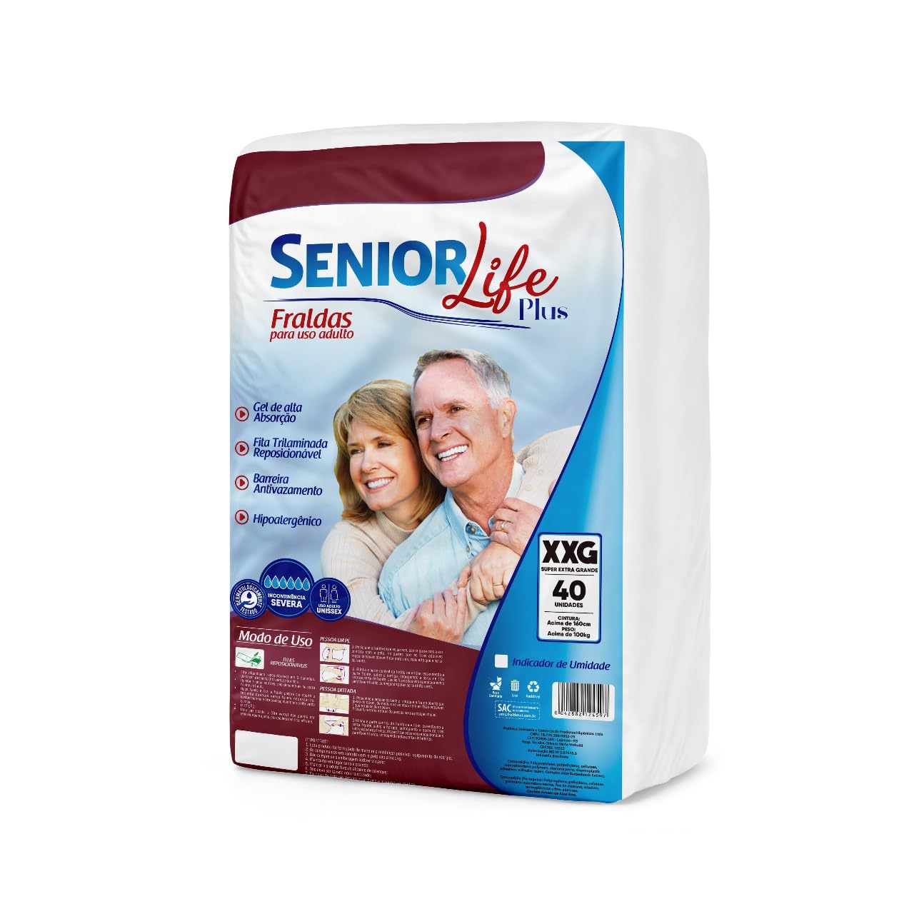 Fralda Geriátrica Senior Life Plus XXG - 40 Unidades