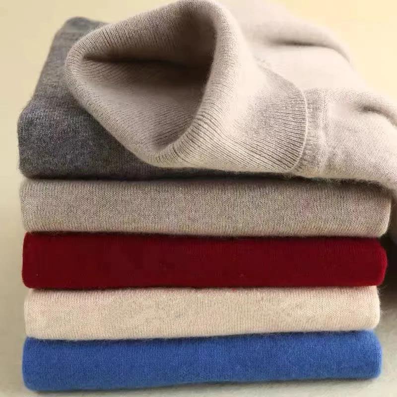 Wool Solid Men's Warm High Neck Knit Loose Long Sleeve Sweater Casual Pullover Sweater2