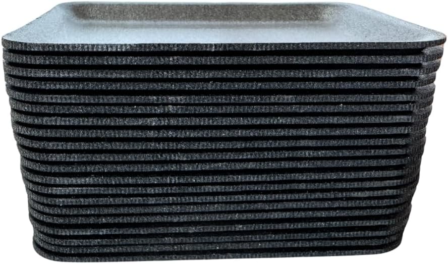 Crafts Foam Trays, 20 Pieces, Rectangle Meat Tray, Food Tray, for DIY Crafts, Printmaking 8 1/4" x 5 3/4" x 1/2" (Black)