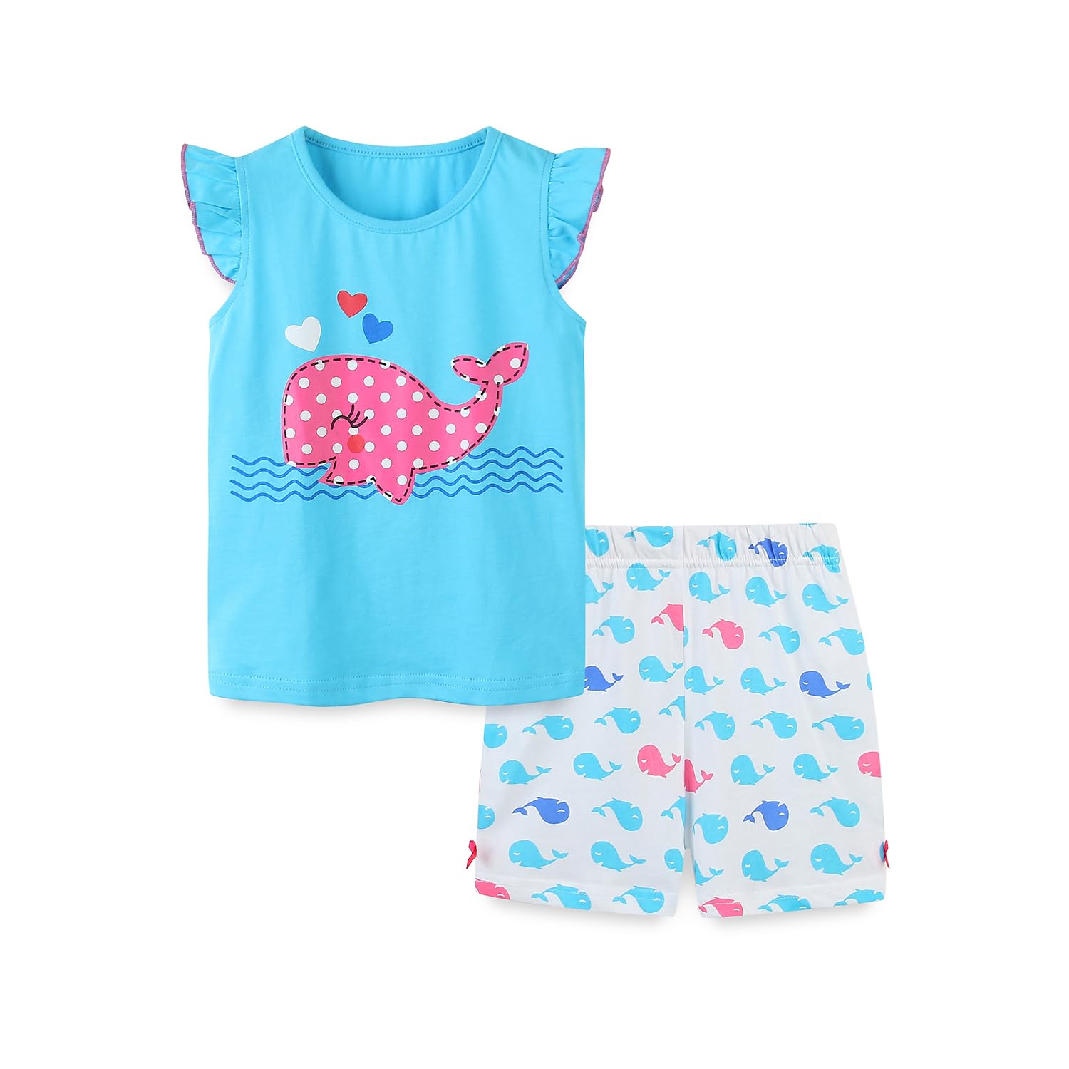Girls Shorts Set Outfits for Toddler Girls T-shirts Clothing Sets Kids Summer Graphic Cotton Tops Tees 3-7 Years