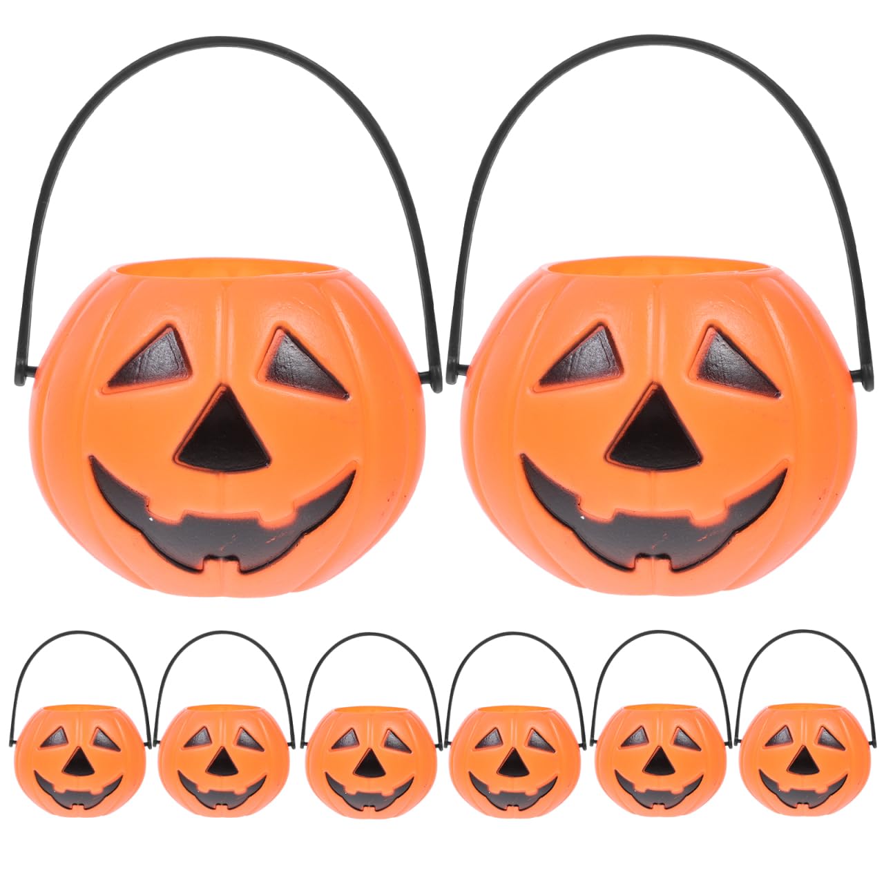 Garneck 8PCS Mini Halloween Pumpkin Buckets, Trick or Treat Candy Buckets