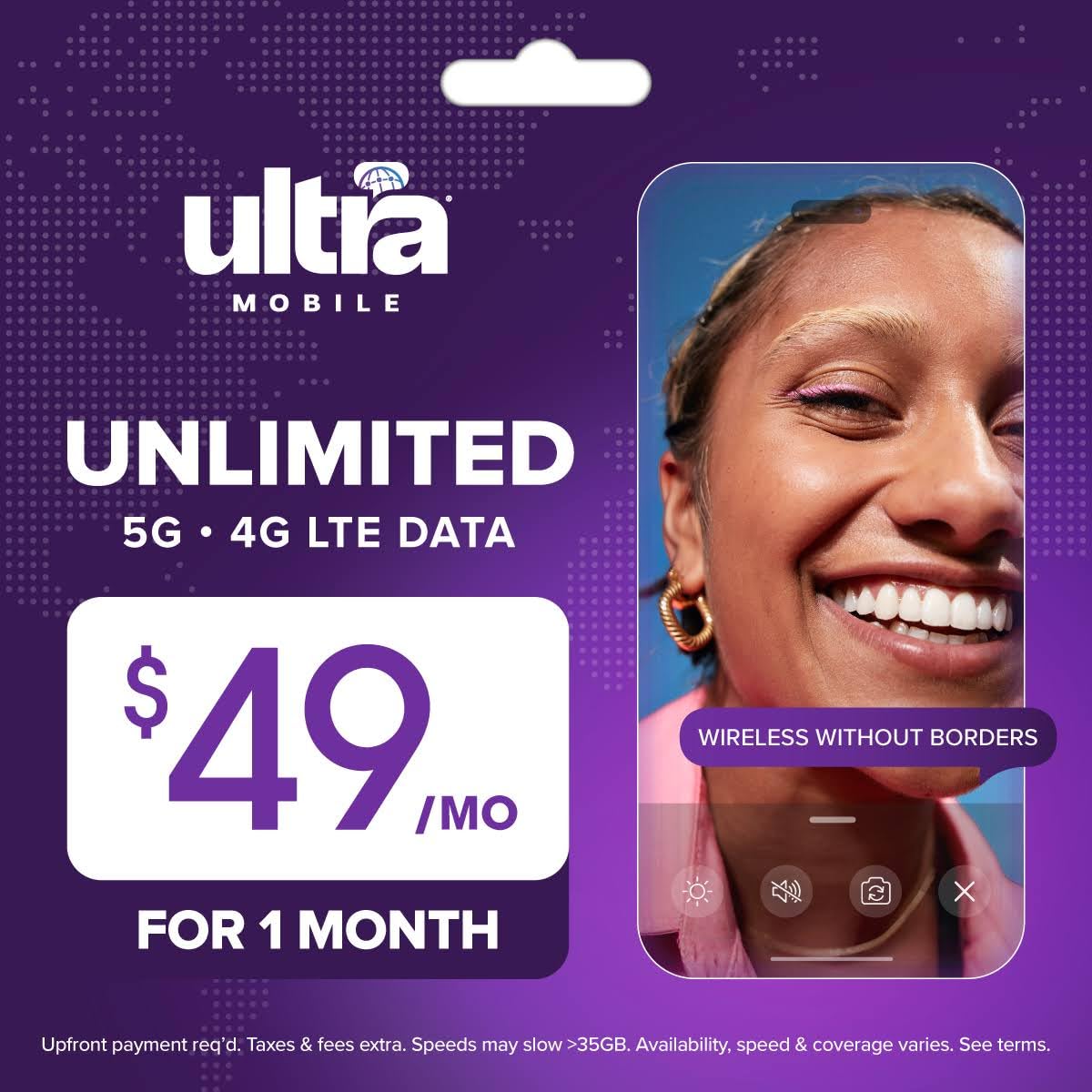 Ultra Mobile Unlimited SIM Kit, 1-Month Plan on the T-Mobile 5G Network