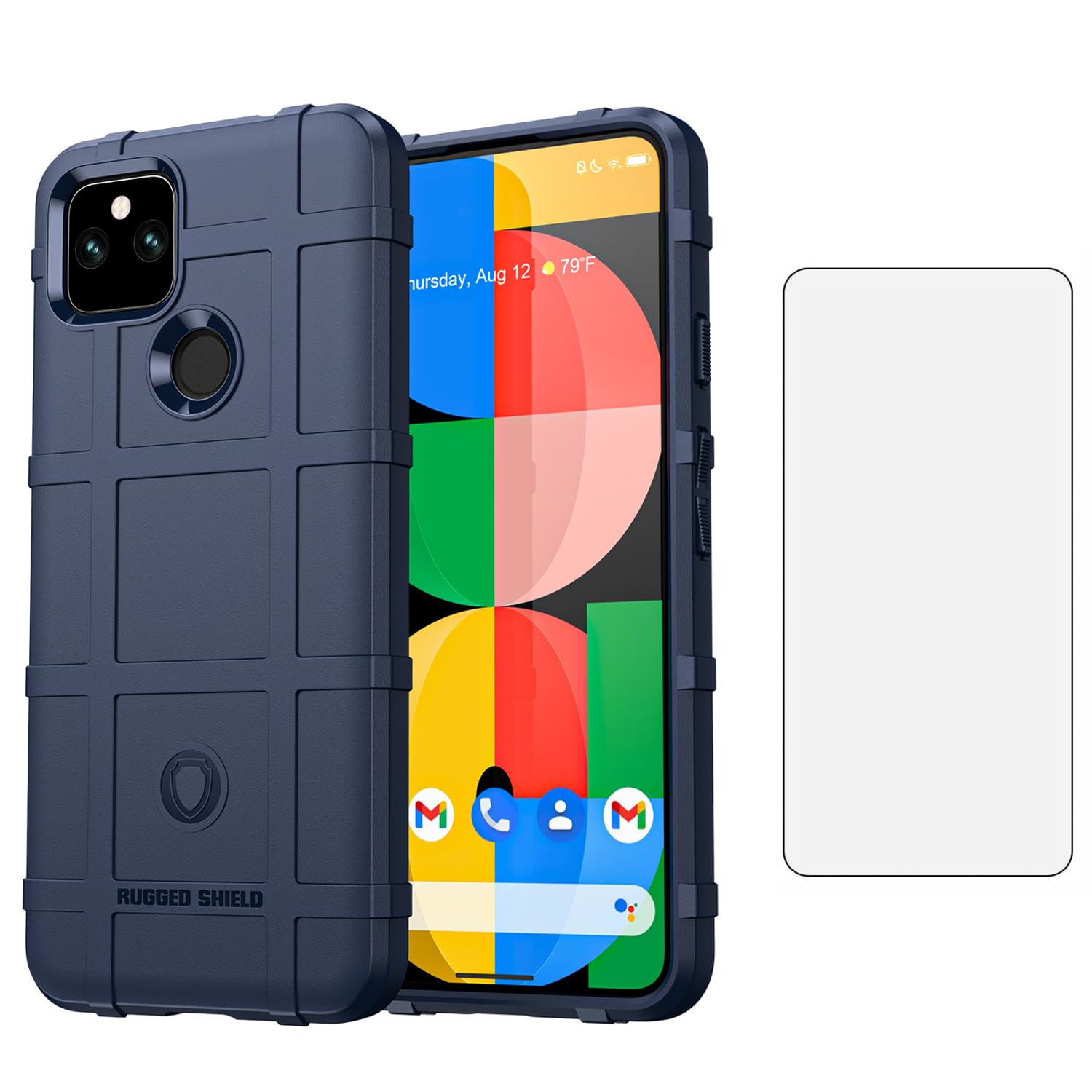 Asuwish TPU Phone Case for Google Pixel 5 5G 6.0-inch with Tempered Glass Screen Protector, Blue
