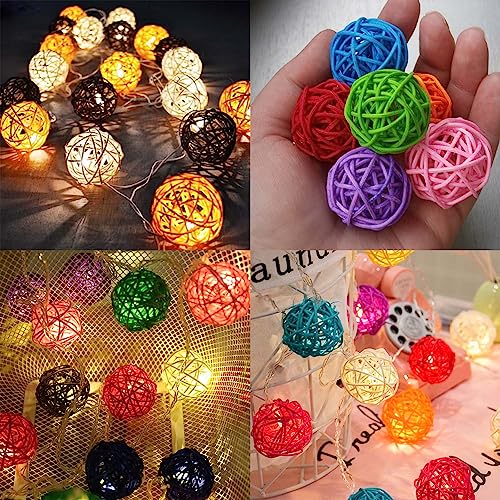 Hapivida 20Pcs Decorative Rattan Balls, 1.2Inch Small Wedding Party Wicker Rattan Balls Bird Toy Rattan Balls Twig Orbs Spheres Bowl Fillers Vase Fillers Home Coffee Table Decor,Black #TOP6
