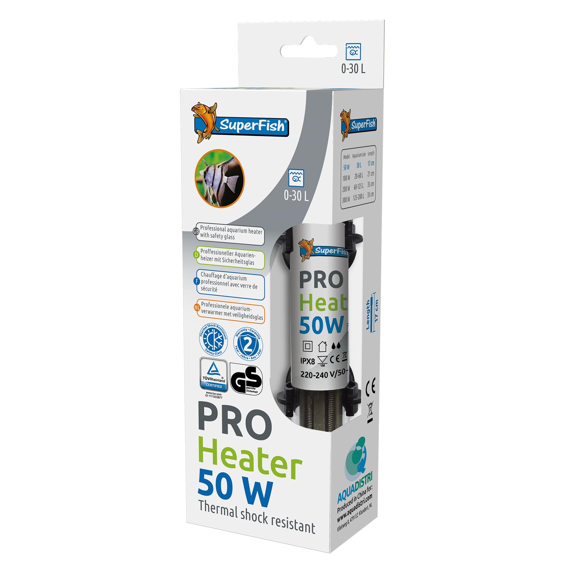 Superfish Pro Heater 50W for Aquariums sized 0-30L (17cm)