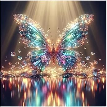 5D DIY Diamond Painting Butterfly for Adults 5D DIY Diamond Painting Set Butterflies and Crystal Diamond Art Pictures for Wall Decoration Painting Set for Beginners and Professionals 30 x 30 cm