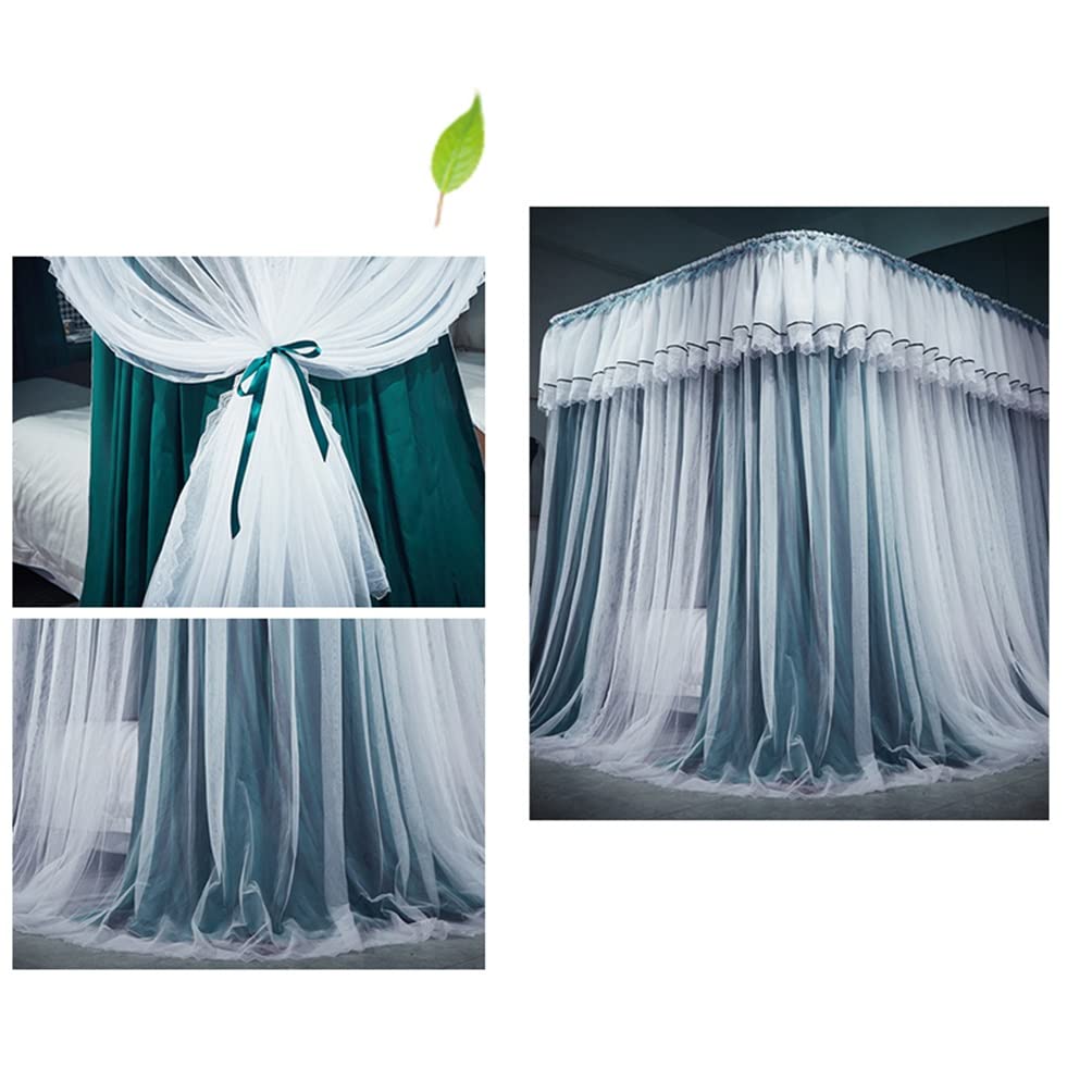 Betthimmel, Moskitonetz für Zwilling, Queen-Size-Bett, King-Size, doppellagig, staubdicht, verdunkelnd, luxuriöser Bettvorhang mit Halterung (Farbe: Grün, Größe: 180 x 200 cm)