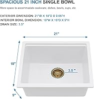 Vista 61 de 18 Granite Composite Bar Sink - Donsdey 18”×16” Undermount Granite Kitchen Sink Black Quartz Classic Composite Under Counter Single Bowl Bar Prep RV