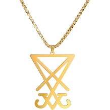 Satanic Sigil of Lucifer Necklace for Men Stainless Steel Gothic Church of Luciferian Occult Devil Seal Pendant Necklace Talisman Jewelry