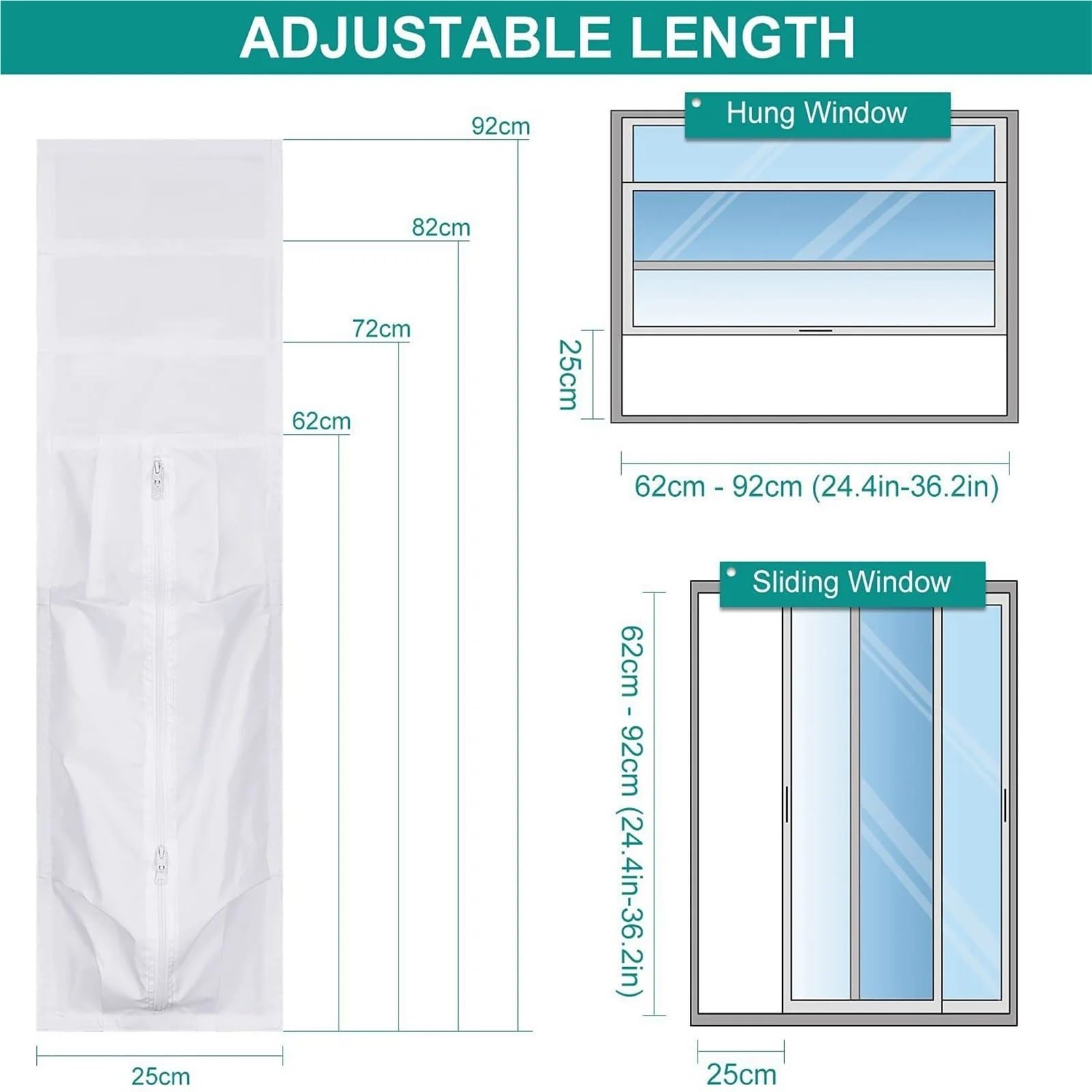 Sellador de Ventanas portátil for Aire Acondicionado, Tela for sellar Ventanas, sellador Universal for Ventanas, Kit de ventilación for Ventanas, Kit de ventilación Suave for Ventanas