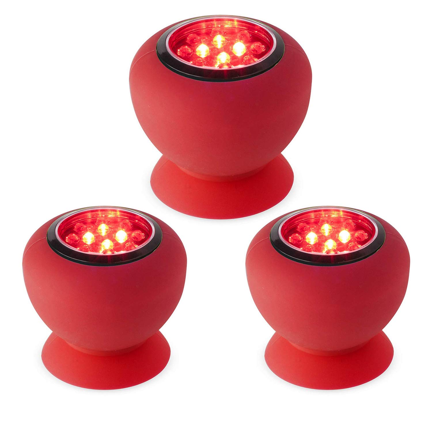 Sweda Suction Cup Emergency Flashlight (3-Pack) – 8 White LEDs, 4 Red Flashing LEDs, Portable Worklight & Flasher for Home, Car & Camping