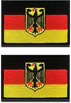 2 Pcs Germany Deutschland Eagle Flag Patches, Tactical Embroidery German National Emblem Military Patch with Hook and Loop Fastener for Hats Backpack Jackets Clothes Uniform Vest Team