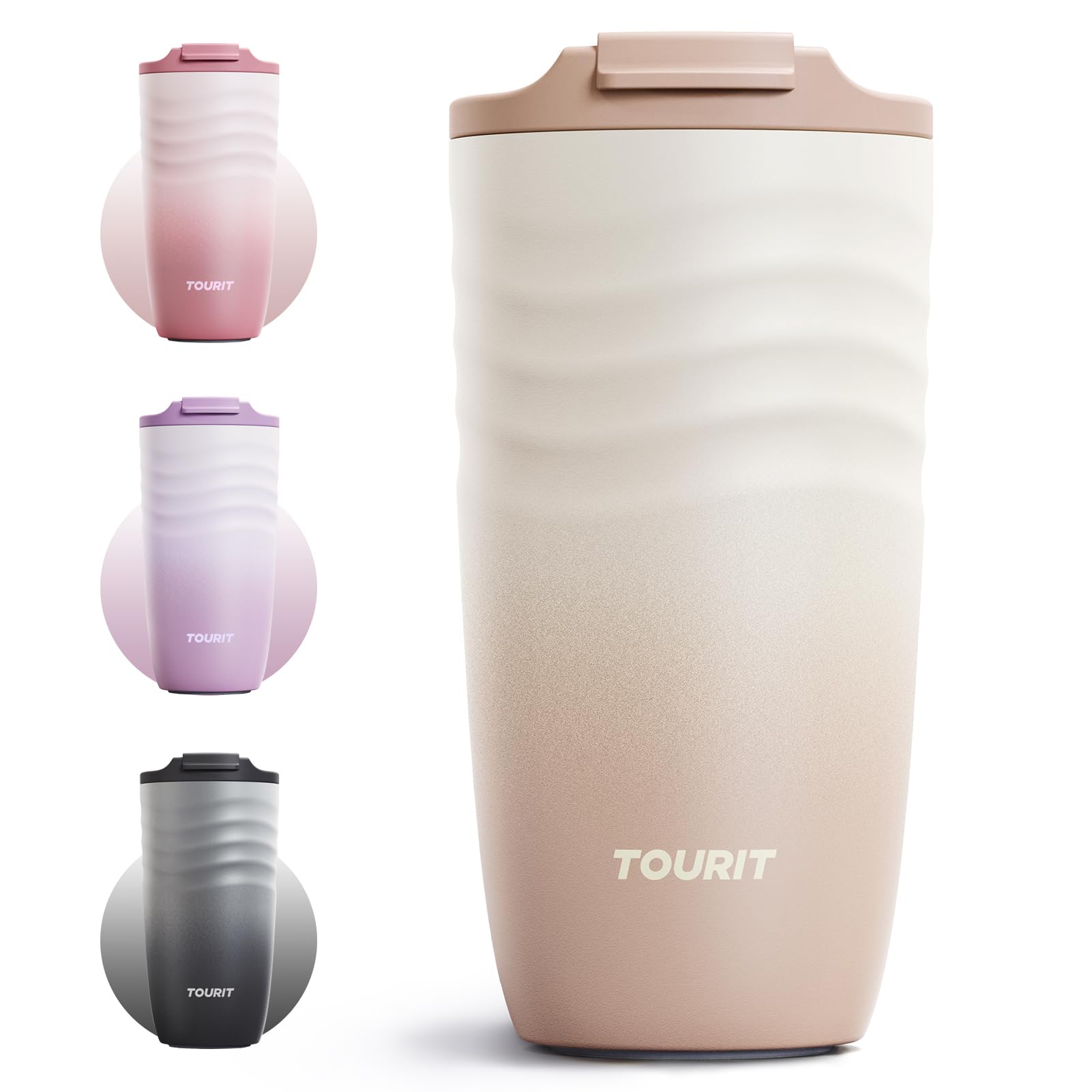 TOURIT 16 oz Travel Coffee Mug Khaki