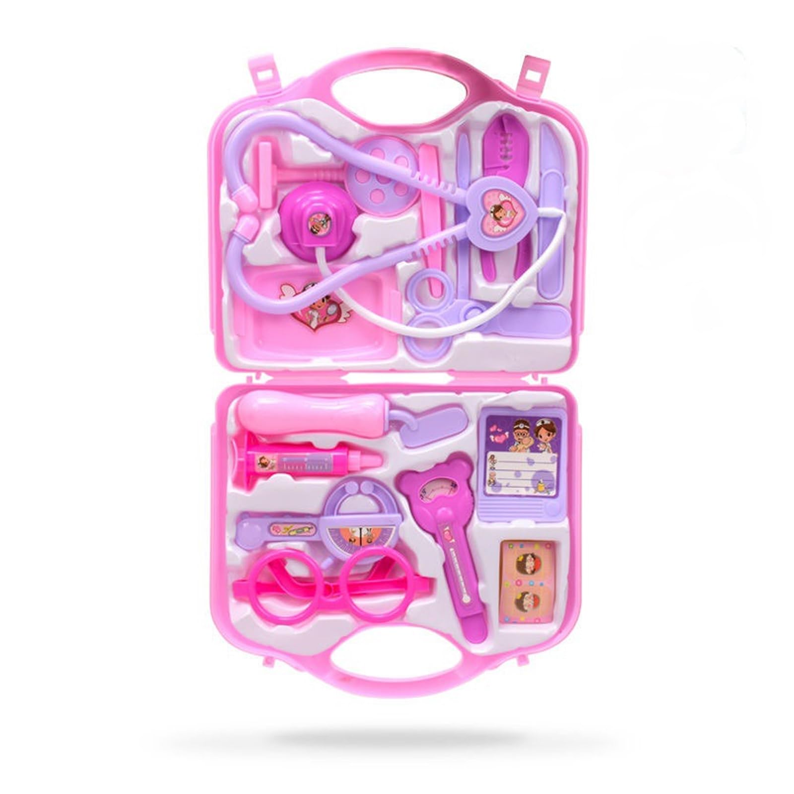 15 pcs Medical Toy Case, Sonwaha Doctor's Case with Stethoscope Set Medical Toy for Girls Children 3 4 5 6 Years Medical Case Toy (Pink)