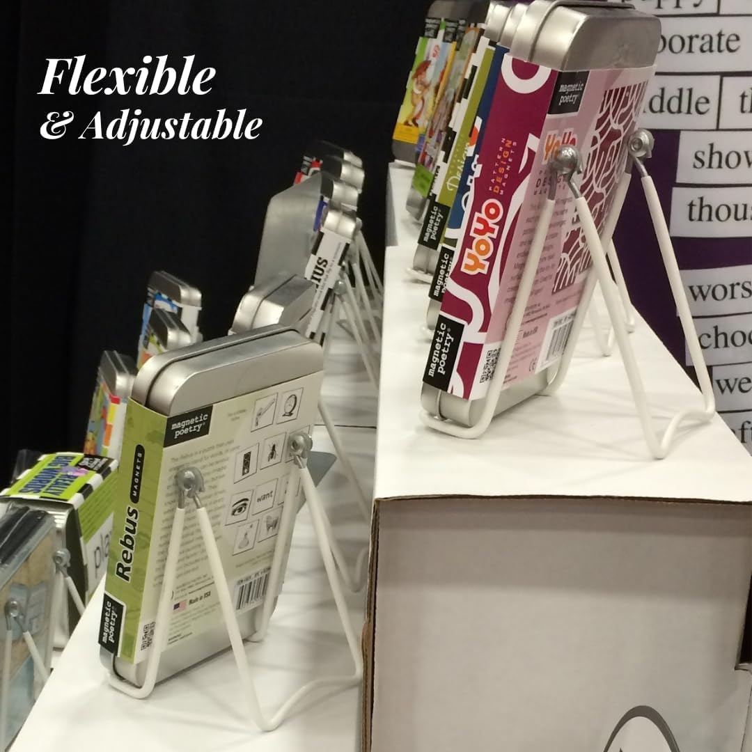 KINGDOM SOLUTIONS Made in USA 2-Pack Sturdy & Durable Adjustable White Metal Easels to Display Books, Frames, Comics, Plates & More - Unique on The Market