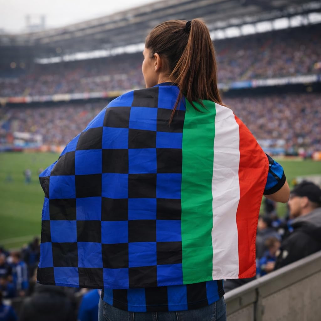 Bandiera Stadio 100x150 Gigante 140x200 cm Nero ed Azzurro Tricolore Bandiere Nero ed azzurre PS 03651