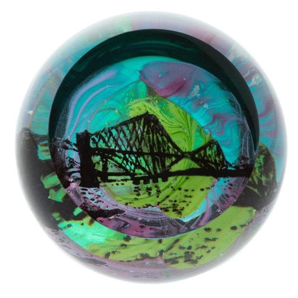 Caithness Glass Multi Coloured Landmarks Forth Bridge Paperweight | Multi-Coloured | 80Mm X 80Mm | Handcrafted In Scotland | The Famous Scottish Cantilever Railway Bridge In Striking Detail | Ornamental | Gift Boxed
