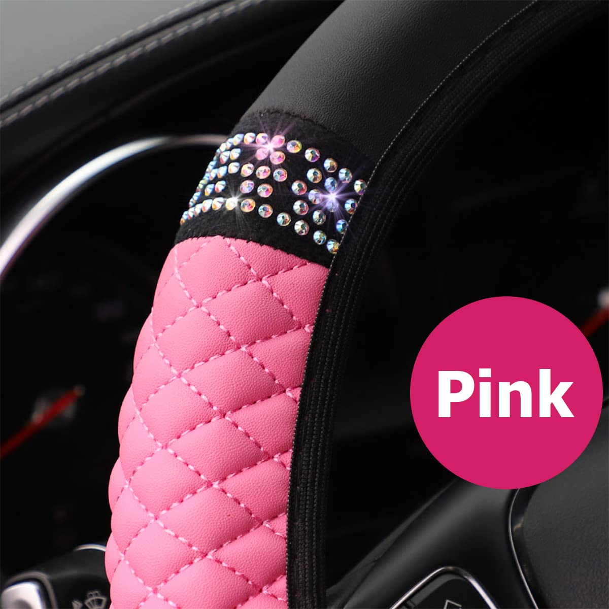 Bling Car Steering Wheel Emblem Sticker Diamond Rhinestone