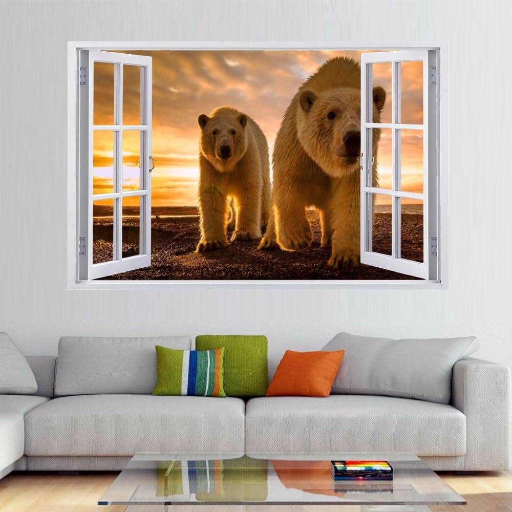 Calcomanía Rota 3D, Oso Adhesivo Extraíble De Vinilo Para Despegar Y Pegar, Tatuaje De Pared Niñas Niños Dormitorio Guardería Habitación Decoración Para El Hogar 110x70cm