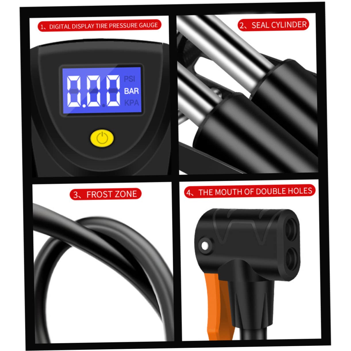 Gogogmee High Voltage Pump Mini Foot Bike Pump Electric Car Motorcycle Bike Inflator