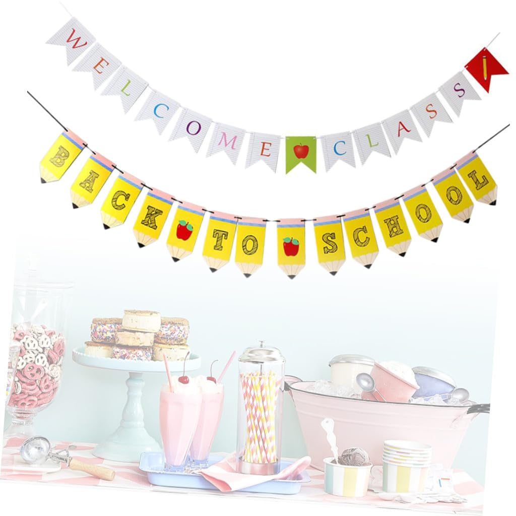 STOBAZA 6juegos Banderín Decorativo De Bienvenida Para Aula y Celebración De Regreso Clases De Pancarta Para Primer Día De Escuela y Ceremonias Escolares
