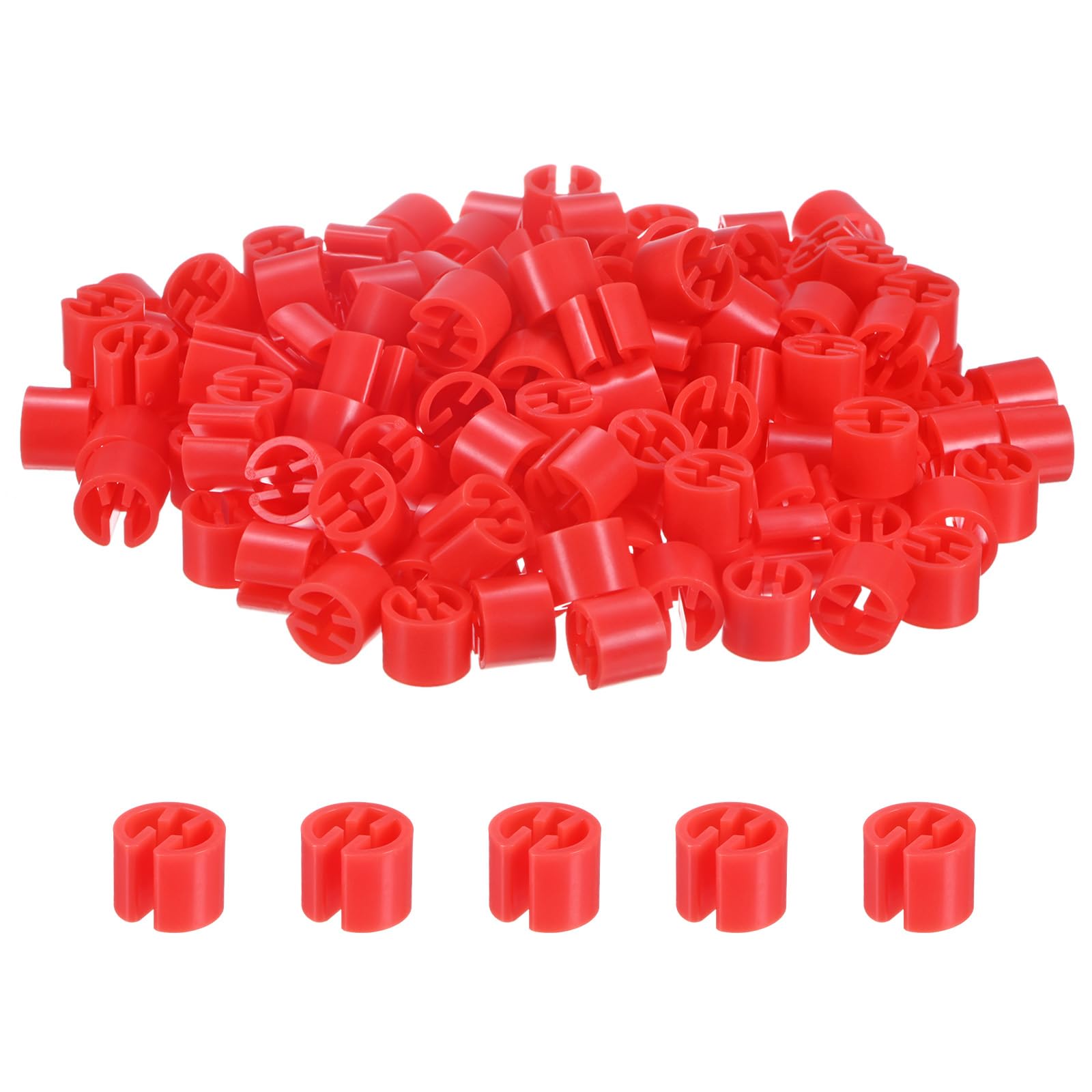 M METERXITY 300-Pack Clothes Hanger Markers Blank, Plastic Garment Color Coded Size Clips Fit 3.5mm Rod for Clothing/Wire Hangers, Colored Coding Marker [Red]