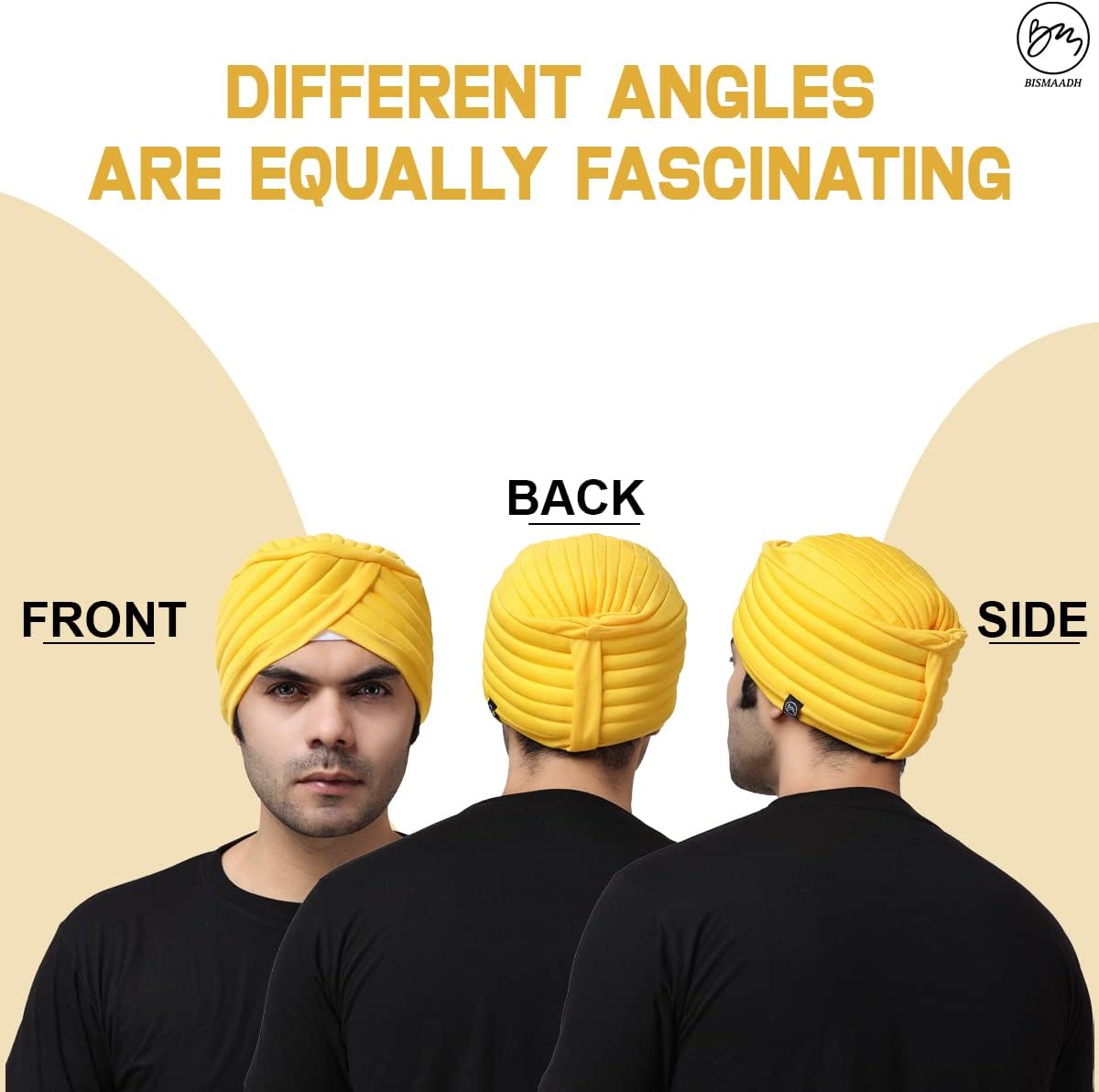 BISMAADH Sikh Tradition Readymade Turban, Dastar, Pagri, Beanie Head Cover for Men