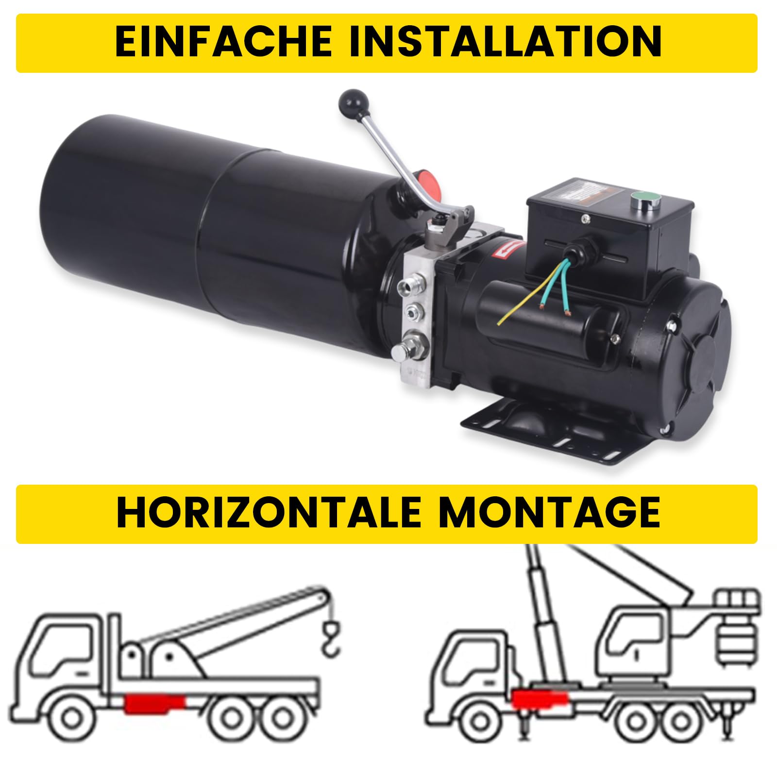 10L Hydraulikaggregat 2200W Einfachwirkend Hydraulikpumpe Kippanhänger AC 220V 3400 U/min für Gabelstapler, Hubarbeitsbühnen