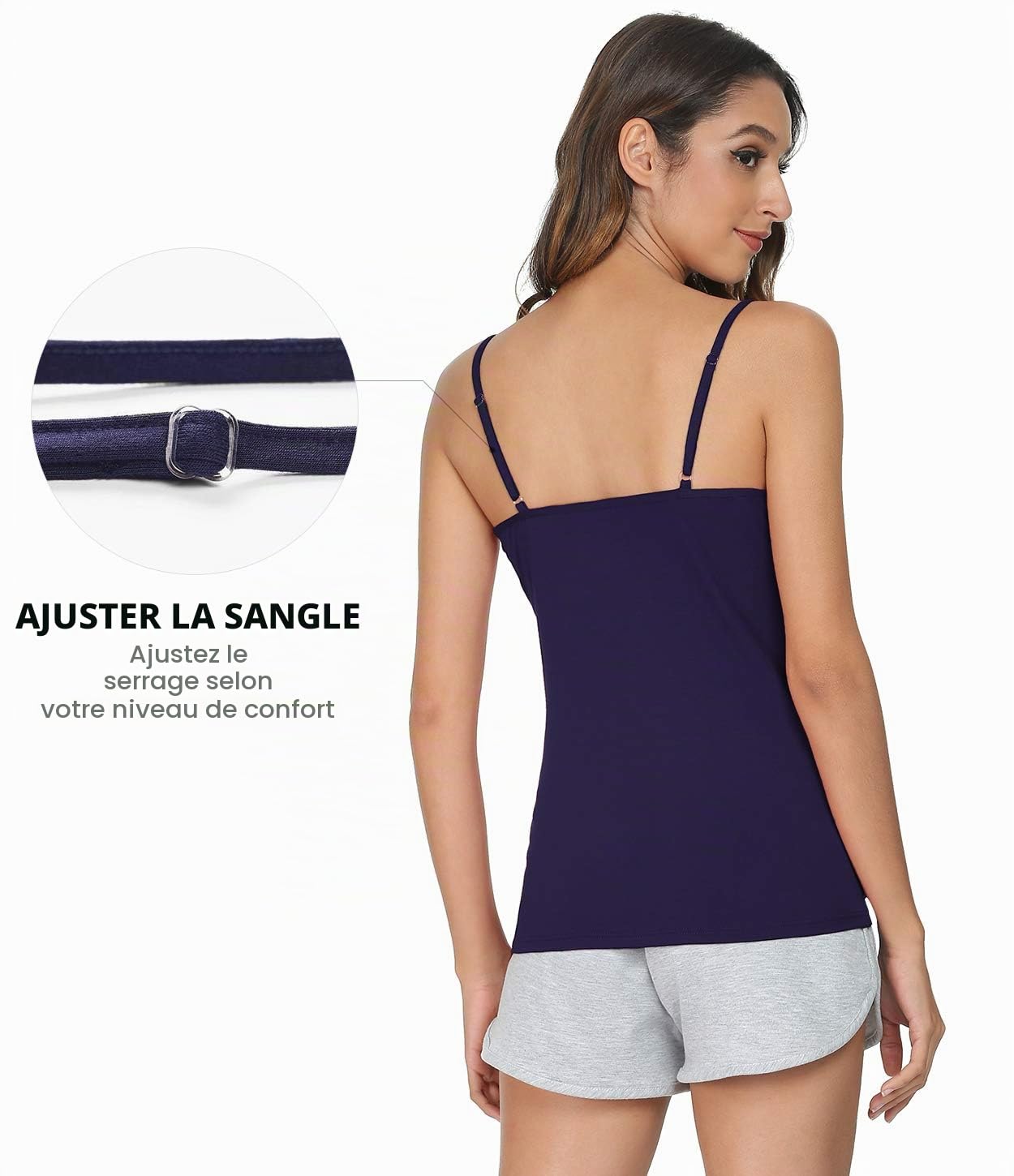 vislivin Femme Débardeur Bretelles Spaghetti Ajustable Camisole de Base Camis Débardeur