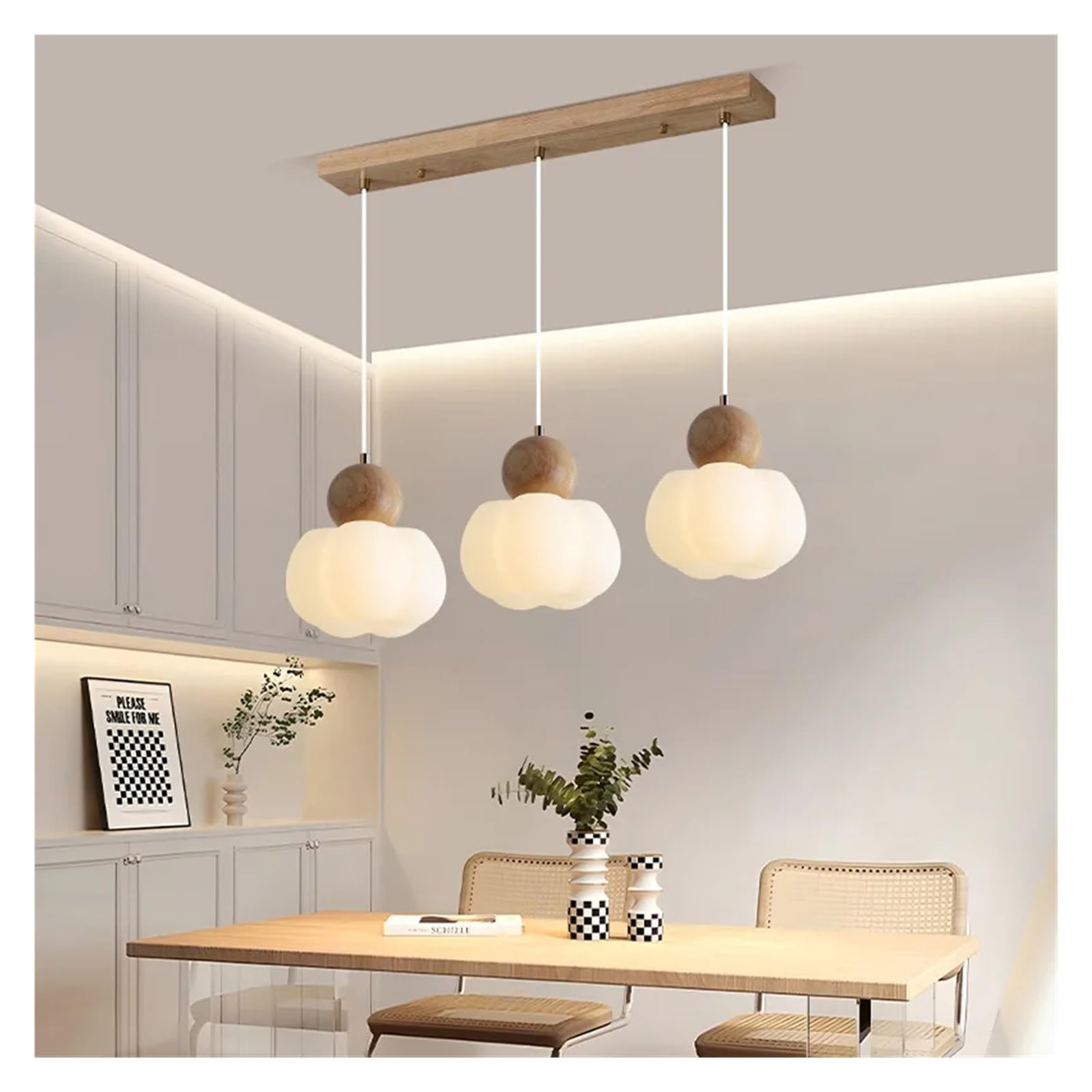 KXEcoLife Nordic Solid Wood Pendant Lights Dining Room Kitchen Cafe Home Decor Hanging Bedroom Bedside Lamps Walnut Chandeliers