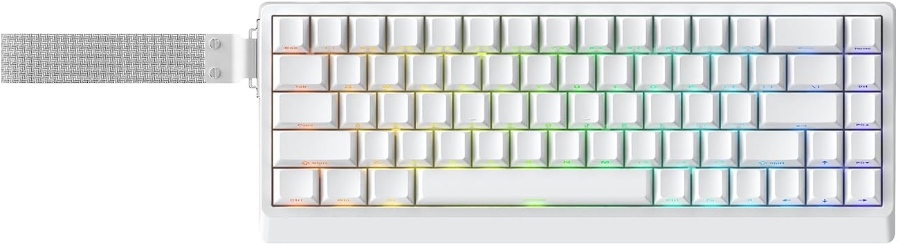 IROK ND68 68 Keys Wired Magnetic Switch Keyboard, 0.005MM RT Accuracy, 8KHZ Polling Rate/Latency As 0.125MS/256KHZ Single Key Scan Rate/ARGB,Hot Swappable,Gasket Structure Gaming KeyboardWhite