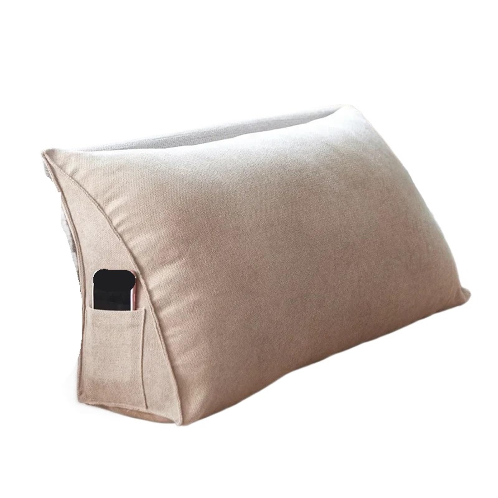 GSXLZ Headboard Pillow Headboard Wedge Pillow Bed Sofa Rest Reading Pillow Bolster Triangular Pillow Sitting In Bed-Backrest Positioning Support(Beige,60x35x20cm 1pc)