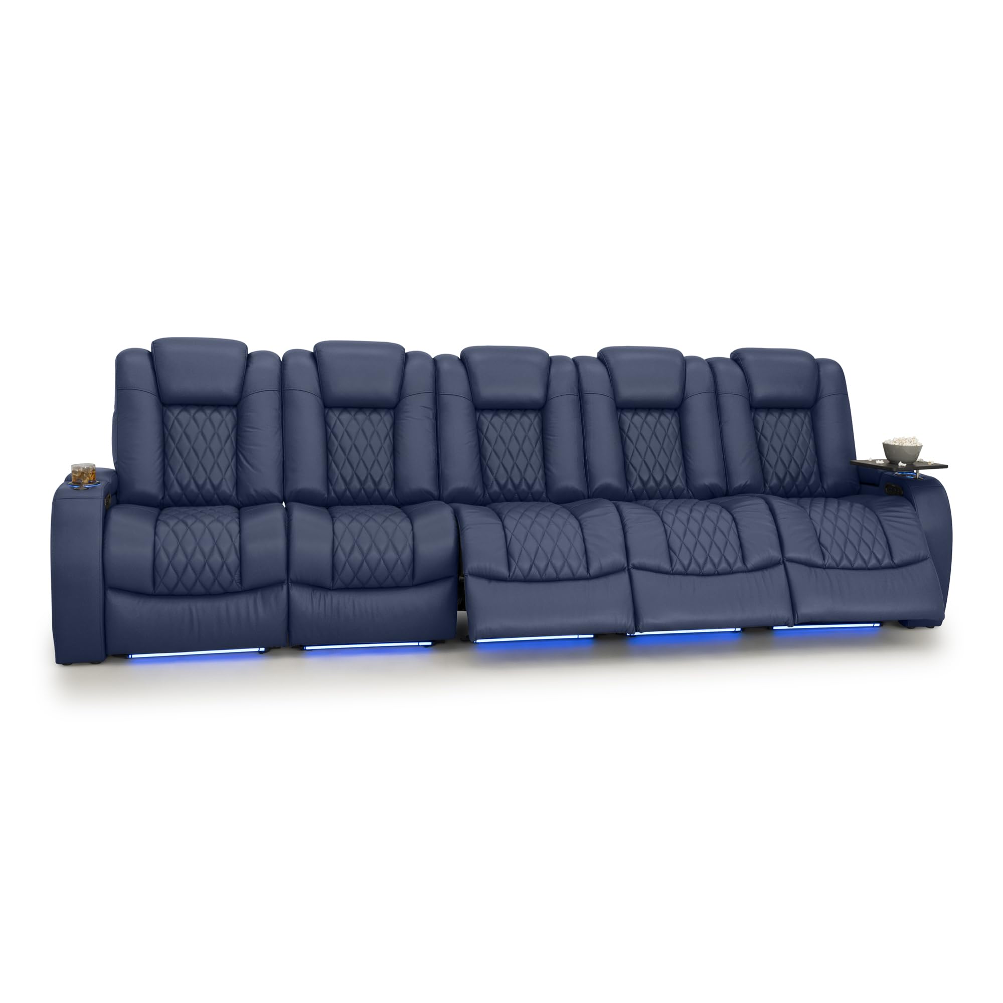 Seatcraft Diamante Home Theater Seating Navy Blue Row of 5 Sofa