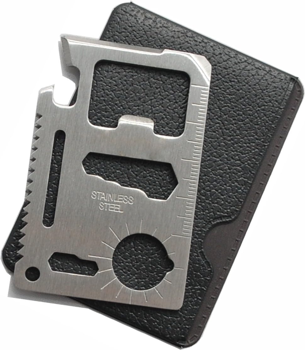 LORWADIYA Pocket Card Tool 11 in 1 Tool Emergency Survival Tool Camping Pocket Tool Can Opener Stainless Steel Credit Multipurpose Beer Bottle Opener Portable Wallet Size