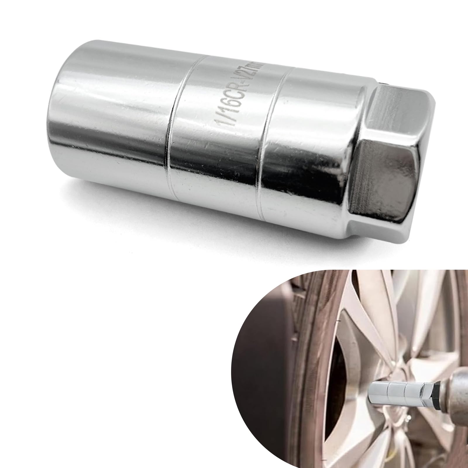 1 PC Car Oil Pressure Switch Socket, 3/8" Drive Metal Durable Disassembly Tool, Hexagonal Vehicle Sending Socket for 1" and 1 1/16", Universal for Cars (Silver)