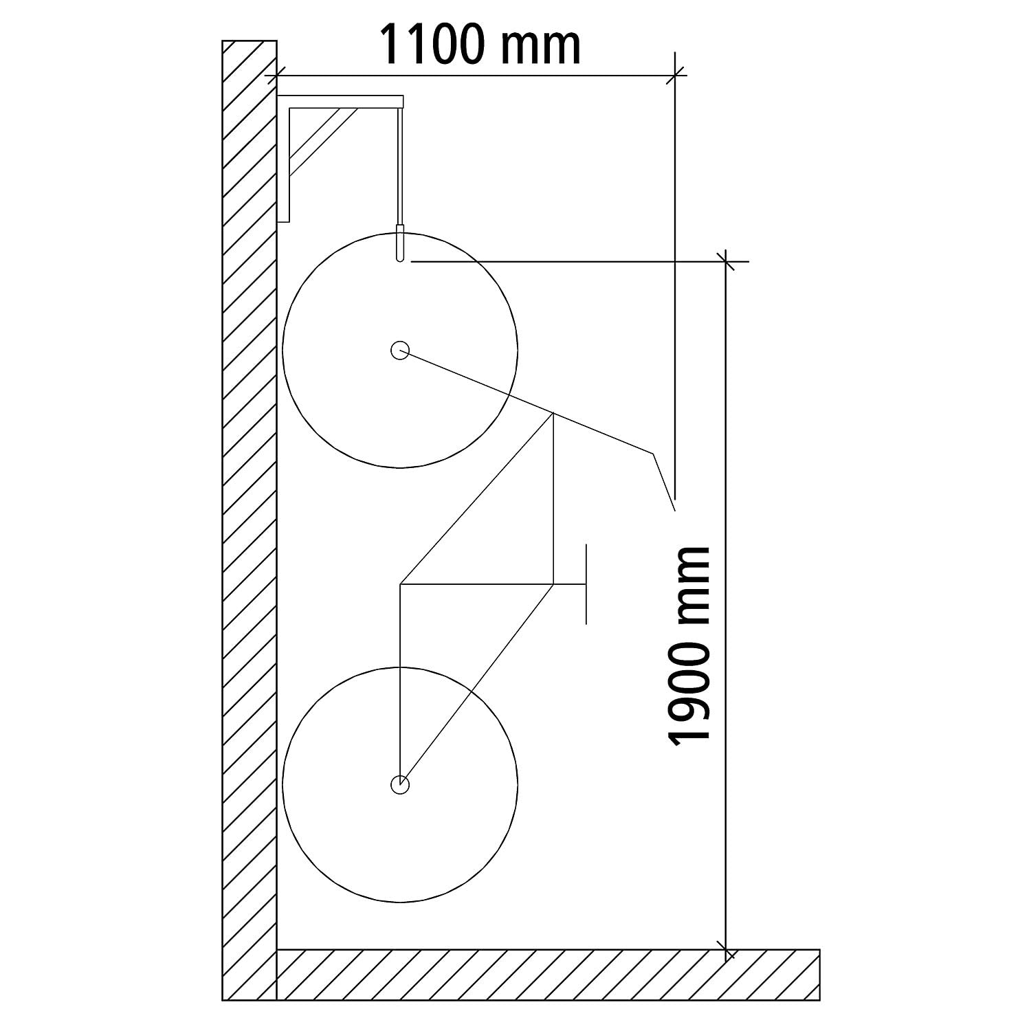 Fahrradständer - Reihen-Hängeparker Modell 3874 mit 4 Einstellplätzen - Wandmontage
