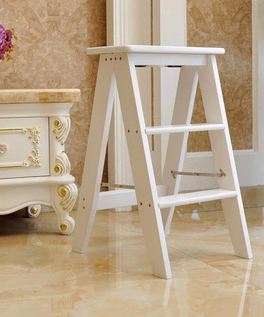 Escabeau en bois pliable à pieds antidérapants pour un rangement ultra facile