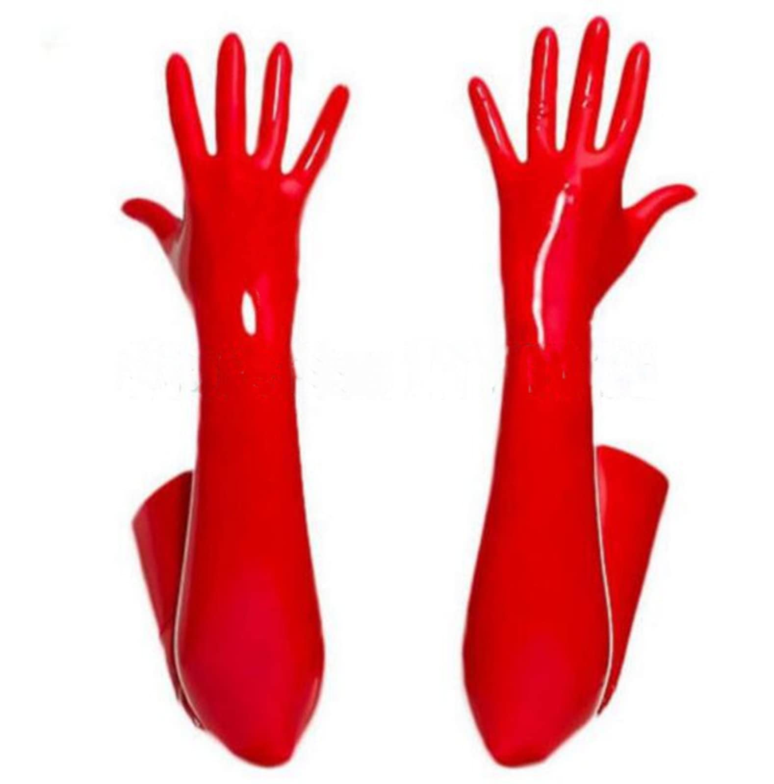 Guantes largos de látex negros unisex para adultos Guantes de látex fetiche de ópera Brazo de goma Manoplas largas Guantes rojos con dedos,black,M