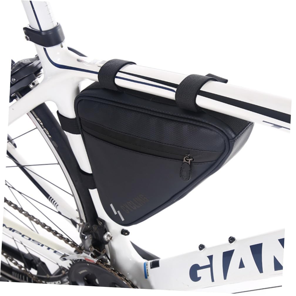 BESPORTBLE 2pezzi Borsa Per Bici Borsa Per Telaio Con Design Riflettente e Installazione Rapida Accessorio Per Ciclismo Nera