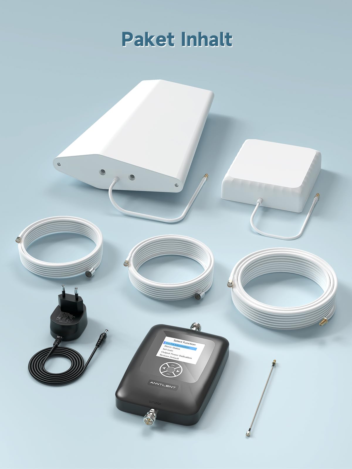 ANNTLENT LTE Verstärker Empfangsverstärker Handy mit Bildschirm Band 1/3/7/8/20 Unterstützt Alle Deutschen Betreiber O2 | 4G 3G 2G GSM Repeater 70 dB Hohe Verstärkung Einstellbar