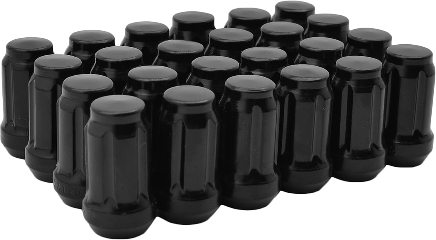 (20) 12x1.5 Black 6 Spline Security Lug Nuts with Two