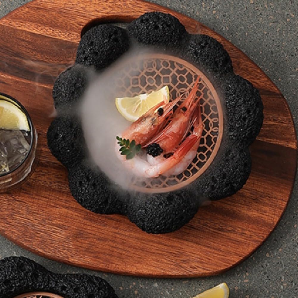 Vaisselle japonaise Rock Sushi Assiette Charbon Boule Pierre volcanique Assiette à bascule Assiette à steak Hôtel Assiette à Sushi Assiette à Sushi Assiette