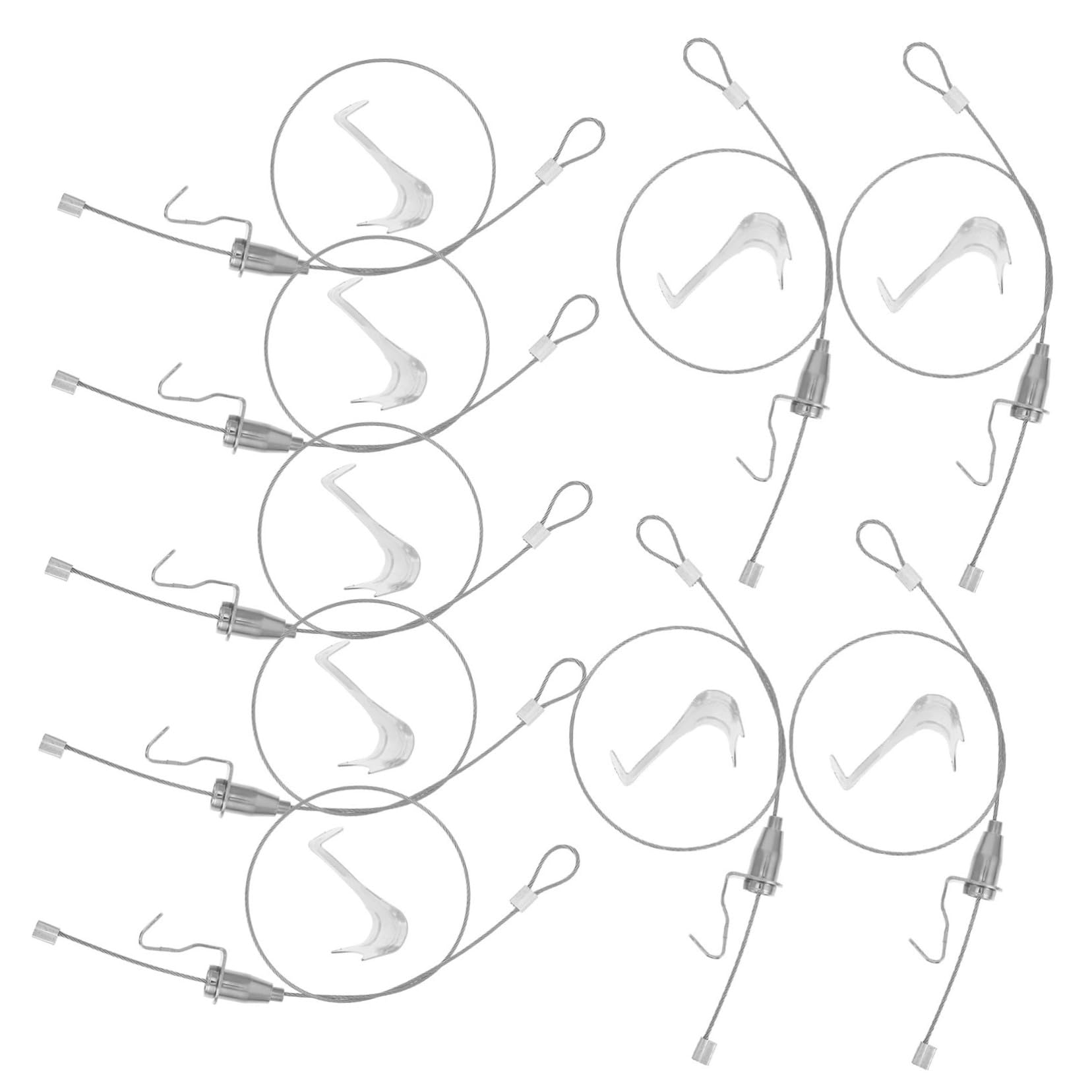 Kit 10 Set Ganci per Quadri in Acciaio Inox Regolabili, Filo Appendi Quadri Resistente Argento, Facile da Installare per Esposizioni Artistiche e Decorazioni Muro