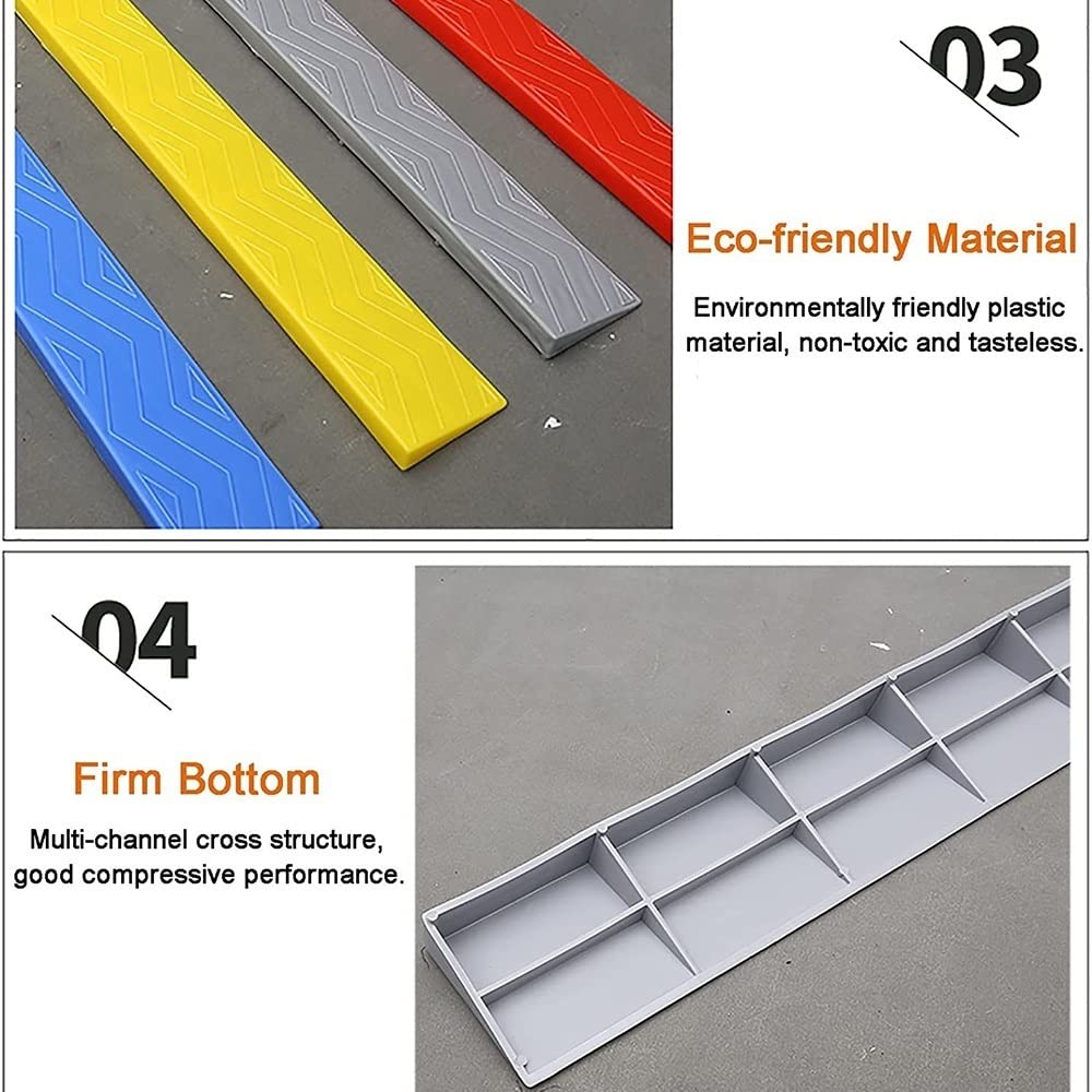 Rampa de silla de ruedas de 3 pulgadas para puerta, 39 pulgadas de ancho, rampa de goma antideslizante para escalones de casa, superficie texturizada para mayor seguridad (plata, elevación de 1.8