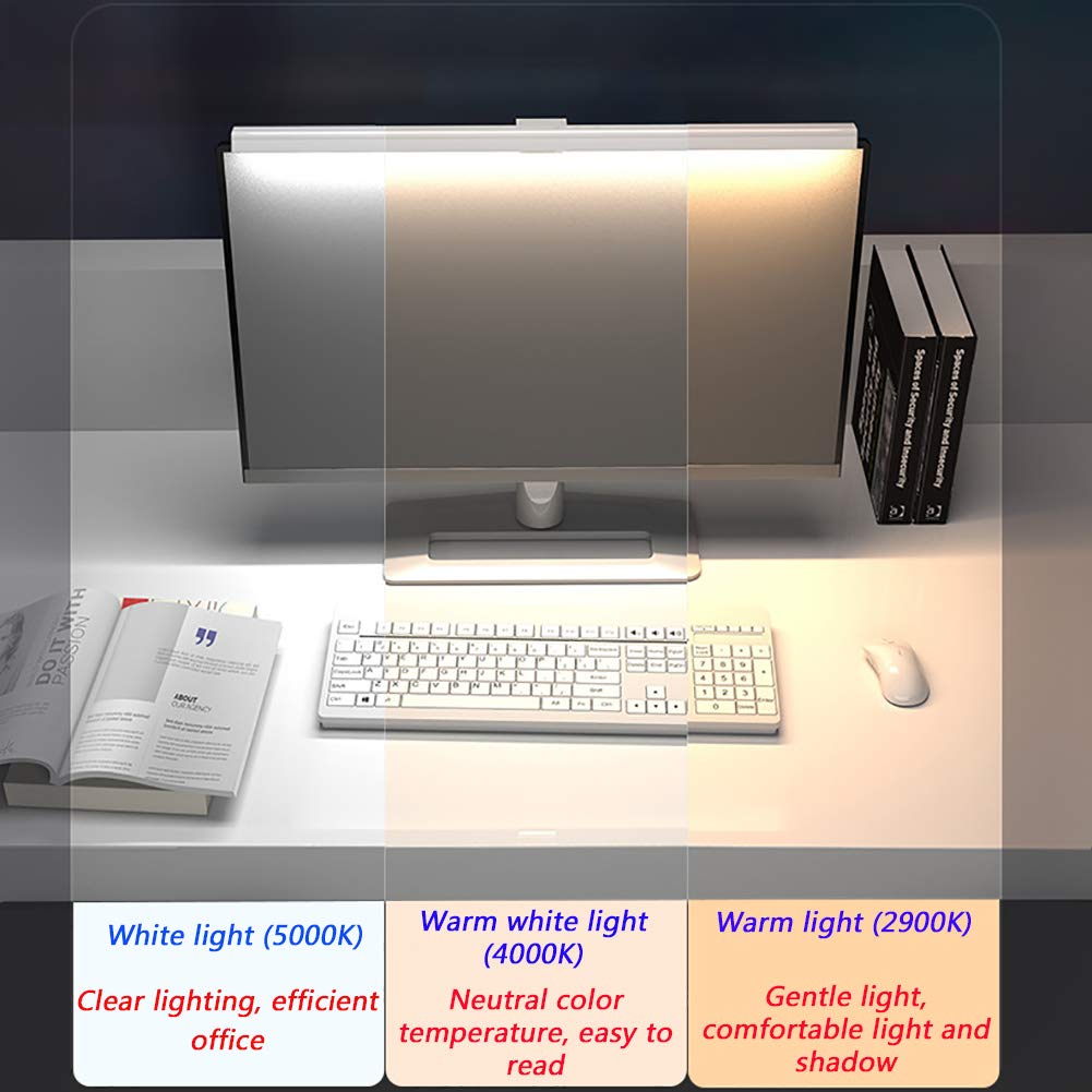 RSGK Monitor komputerowy ekran wisząca lampka, bez użycia elektronicznego czytania LED na ekranie, 3 temperatury barwowe, klips zasilany przez USB do laptopów i biur